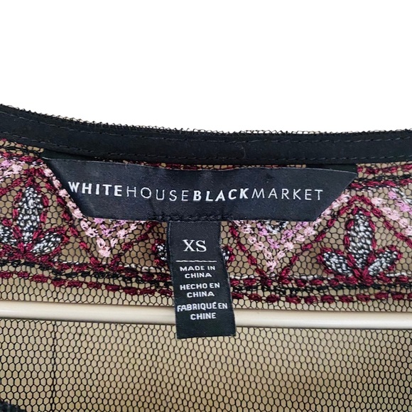 WHBM 2 Piece Set Black Camisole & Floral Embroidered Mesh Tank Blouse‎ Size XS - Picture 6 of 9